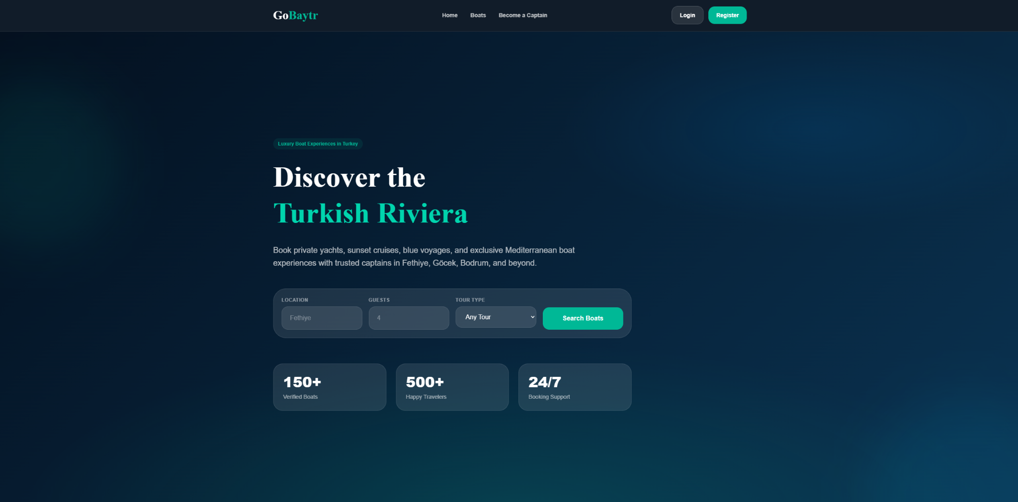 Boat Rental Marketplace homepage preview